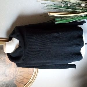 MICHAEL KORS Black Check Knit Cowl Neck Sweater. Large